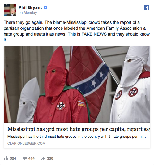 Letter to the editor: ‘Denounce hatred, Gov. Bryant’