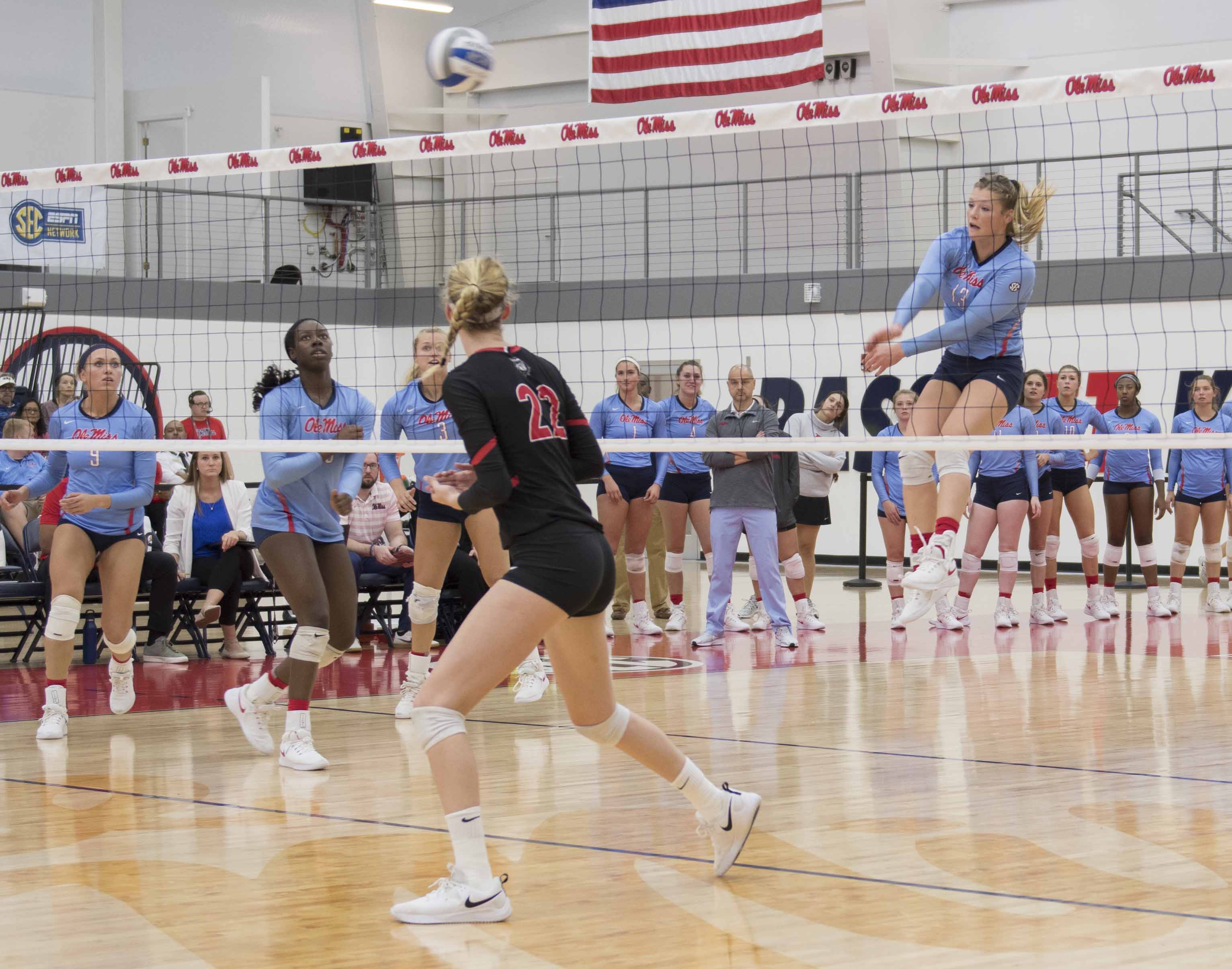 Rebel volleyball fails to finish LSU in five-set affair