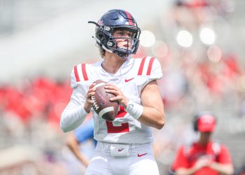 Luke Altmyer helps secure a victory for the Red team in the Grove Bowl