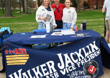 This picture shows Walker Jacklin at his campaign table.