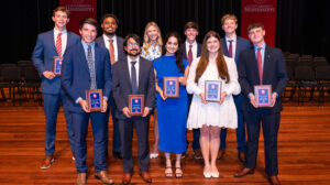 This picture shows the 10 individuals that received Hall of Fame honors from the University of Mississippi.