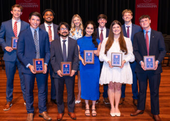 This picture shows the 10 individuals that received Hall of Fame honors from the University of Mississippi.