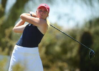 Ole Miss Women's Golf player Andrea Lignell swings during the 2021 NCAA Women's Golf Championship.
