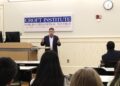 Jordan Center for Journalism Advocacy Executive Director Steve L. Herman discusses state-funded media at Croft Institute event