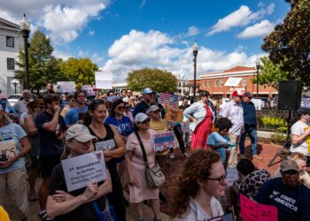 No Kings protesters rally at Oxford City Hall