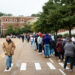 Students line up early outside the pavilion for TPUSA event at University of Mississippi